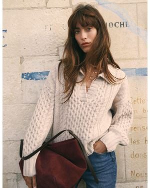 Boden Collared Cable Knit Jumper - Natural