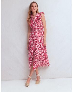 Boden Ruffle Bodice Shirt Dress - Pink