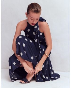 Boden Roisin Tie Neck Maxi Dress - Blue