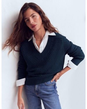 Boden Maeve Textured Cotton Jumper - Blue