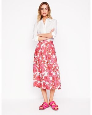 Boden Verity Linen Midi Skirt- Blossom Cascade - Blue
