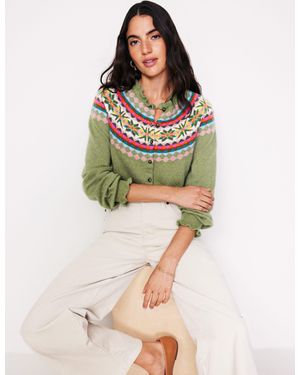 Boden Fae Fair Isle Frilled Cardigangreen