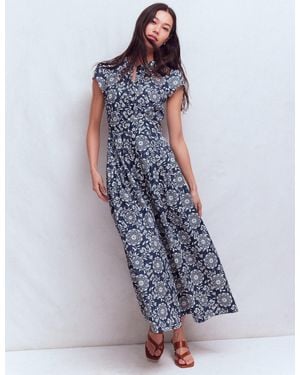 Boden Arabella Cotton Maxi Dress- Decorative Blossom - Blue