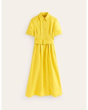 Boden Louise Linen Midi Shirt Dress - Yellow