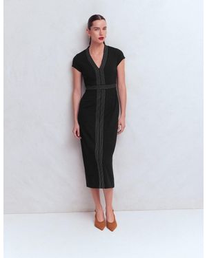 Boden Topstitch Ponte Work Dress - Black
