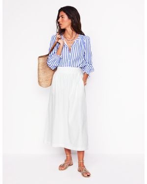 Boden Double Cloth Smocked Skirt - White