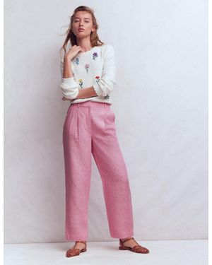 Boden Bloomsbury Linen Trousers - Pink