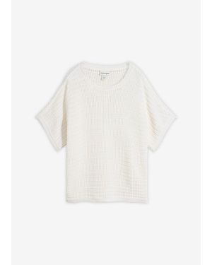 bonprix Pull Léger En Maille Ajourée Coton Et Lin - Blanc