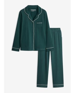 bonprix Pyjama Van Puur Katoen Met Knoopsluiting - Groen