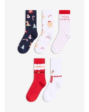 bonprix Lot De 5 Paires De Chaussettes De Noël - Blanc