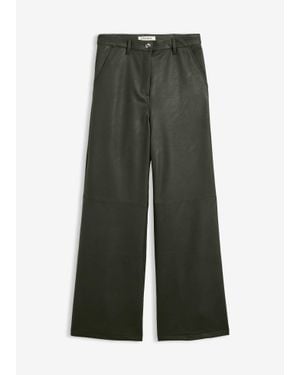 bonprix Imitatieleren Broek Met Hoge Tailleband - Groen