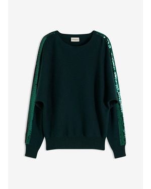 bonprix Pull En Fine Maille À Sequins - Vert