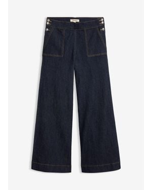 bonprix Wide Leg Jeans, Hoge Taille Met Opgestikte Zakken - Blauw