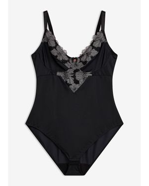 bonprix Body Sculptant Brodé Sans Armatures, Maintien Modéré - Noir