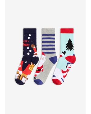 bonprix Lot De 3 Paires De Chaussettes De Noël - Blanc
