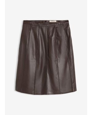 bonprix Jupe Évasée En Cuir D'Agneau Nappa - Marron