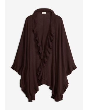 bonprix Poncho Met Kasjmier - Bruin