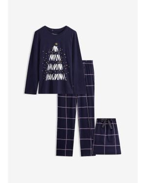 bonprix Pyjama En Coton Doux Avec Pochette Cadeau - Bleu