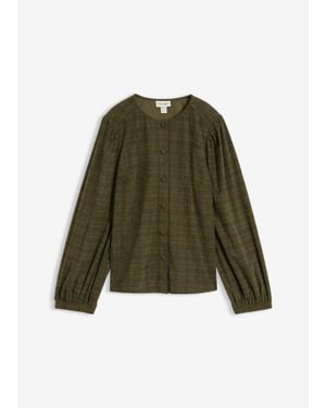 bonprix Geruite Corduroyblouse - Groen