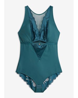 bonprix Medium Corrigerende Body Met Kant - Blauw