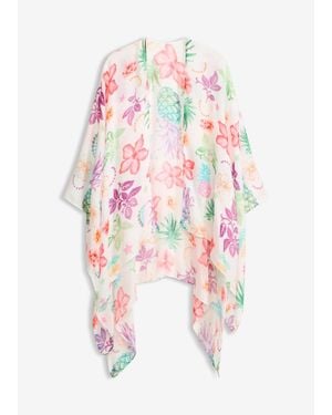 bonprix Léger Poncho À Imprimé Floral Pour L'Été - Blanc