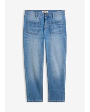 bonprix High Waist Slim Fit Jeans, Cropped - Blauw