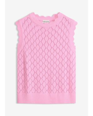 bonprix Pull Sans Manches En Maille Ajourée - Rose