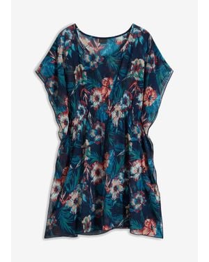 bonprix Lange Strandtuniek Van Licht Chiffon - Blauw