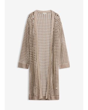 bonprix Long Gilet En Maille Ajourée - Neutre
