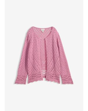 bonprix Cardigan Ajouré 100% Coton - Rose