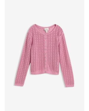 bonprix Gilet En Maille Ajourée 100% Coton - Rose