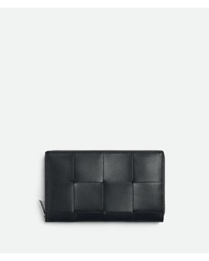 Bottega Veneta Cassette Portemonnaie Mit Umlaufendem Zip - Schwarz