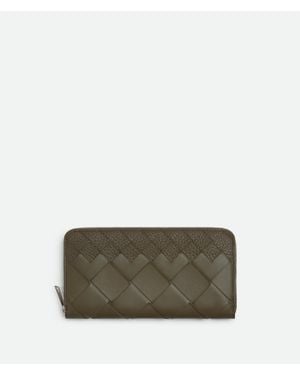 Bottega Veneta Intrecciato Portemonnaie Mit Umlaufenden Zip - Grün