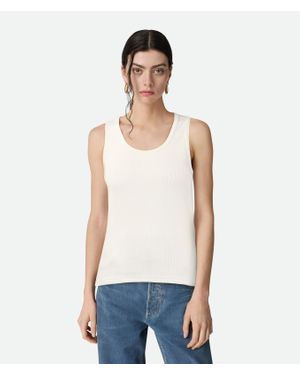 Bottega Veneta Stretch Rib Cotton Tank Top - Blue