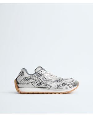 Bottega Veneta Orbit Metallic Rubber And Mesh Trainers