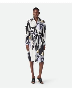 Bottega Veneta Silk Printed Dress - White