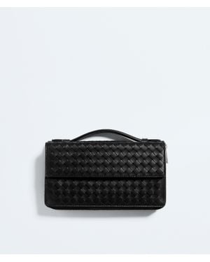 Bottega Veneta Mini Intrecciato Calfskin Zip Organizer Wallet - Black