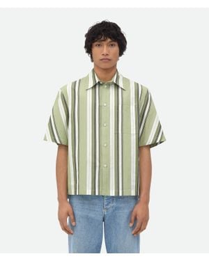 Bottega Veneta Gestreiftes Baumwollhemd - Grün