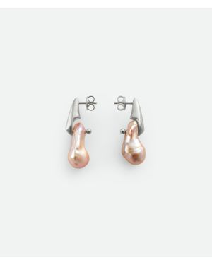 Bottega Veneta Große Pearl Ohrringe - Weiß