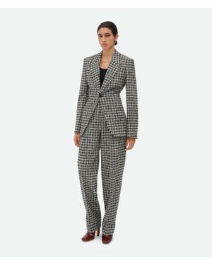 Bottega Veneta Veste En Laine Bouclée Vichy - Gris