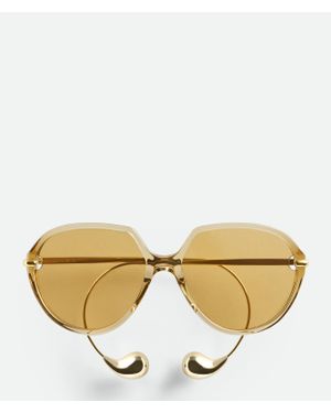 Bottega Veneta Quadratische Drop Sonnenbrille - Natur