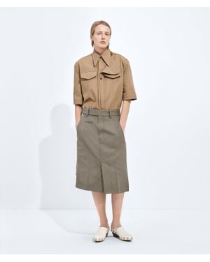 Bottega Veneta Cotton And Silk Gabardine Skirt - Natural