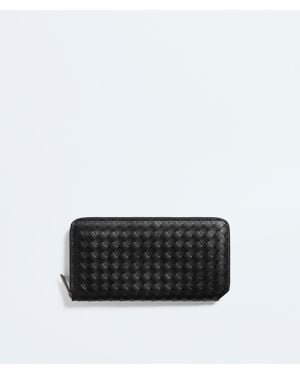 Bottega Veneta Intrecciato Piccolo Zip Around Wallet - Black