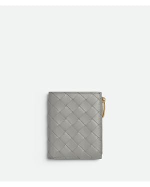 Bottega Veneta Intrecciato Small Bi-Fold Wallet - Grey