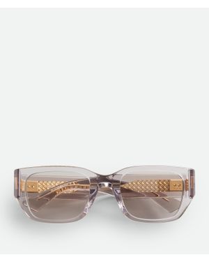 Bottega Veneta Quadratische Intrecciato Sonnenbrille - Grau