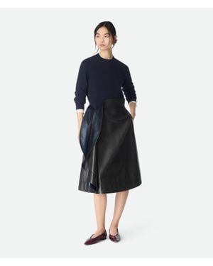 Bottega Veneta Ausgestellter Lederrock - Blau
