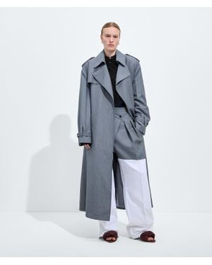 Bottega Veneta Trenchcoat Aus Wolle Und Mohair - Blau