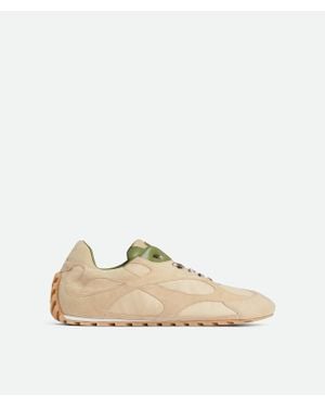 Bottega Veneta Orbit Leather-Trimmed Suede And Shell Trainers - Natural
