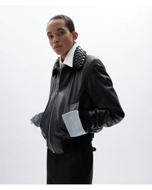 Bottega Veneta Shiny Leather Padded Blouson - Black