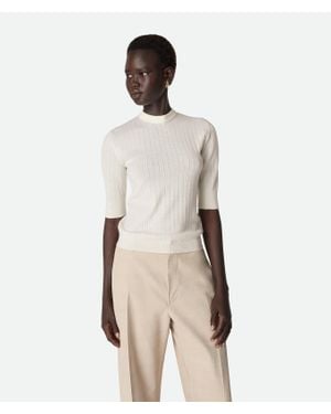 Bottega Veneta Geripptes Wolltop - Natur